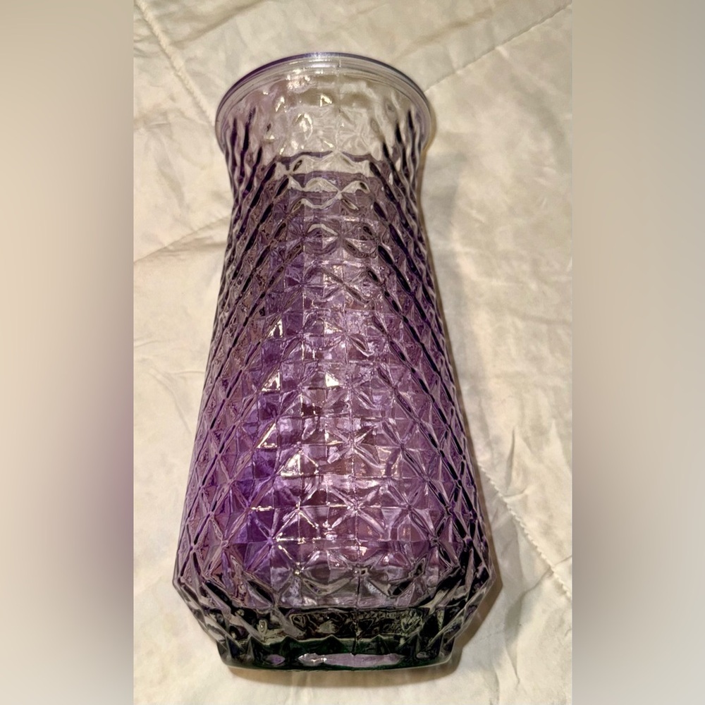 Vintage, DPS Paula, Diamond Textured Glass, purple vase. Circa 1940's. 9”